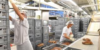 Beschäftigte in einer Großbäckerei