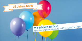 Bunte Luftballons zu 75 Jahre NRW